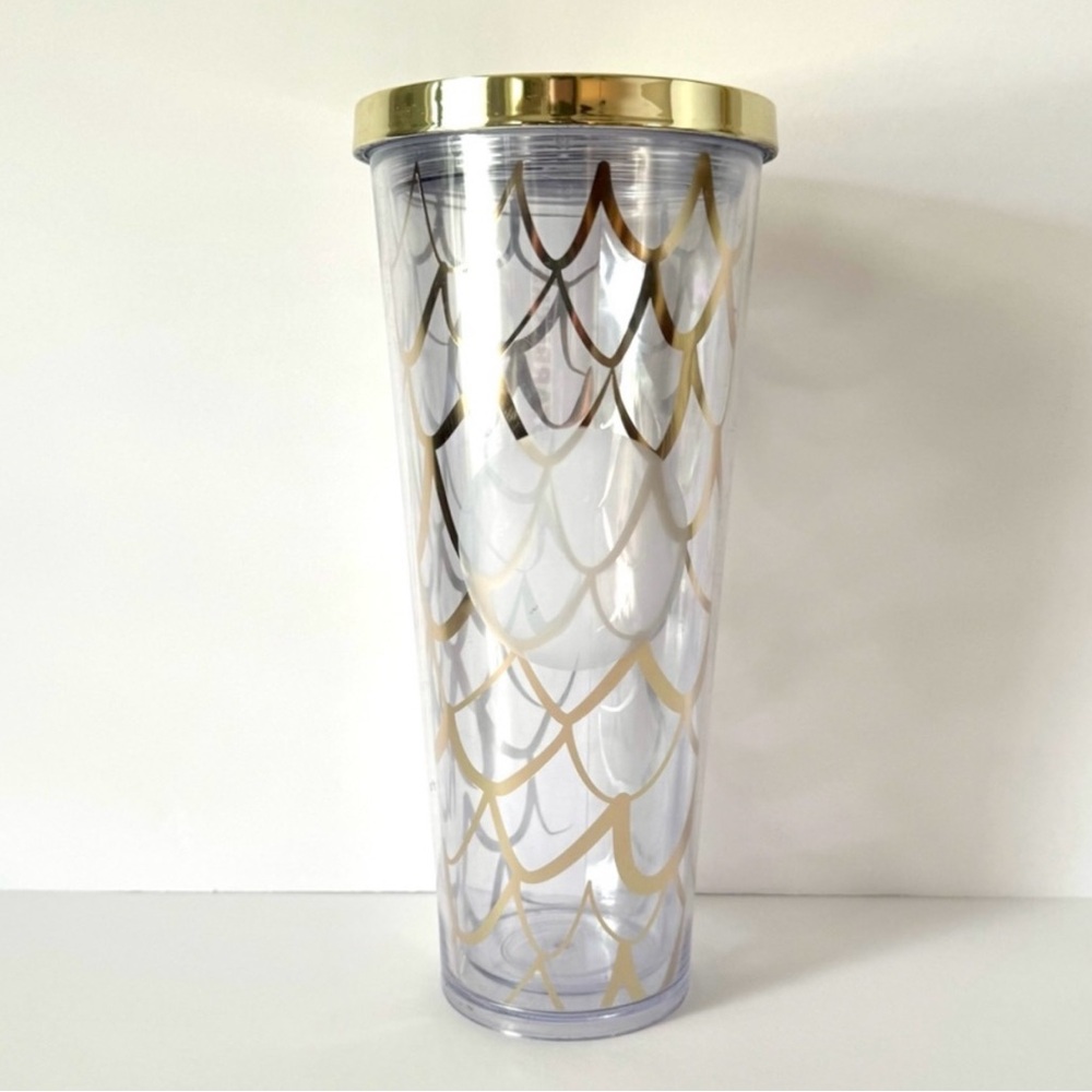 Starbucks 2016 Gold Mermaid Scale Cold Cup Tumbler 24oz – Holiday Abstract